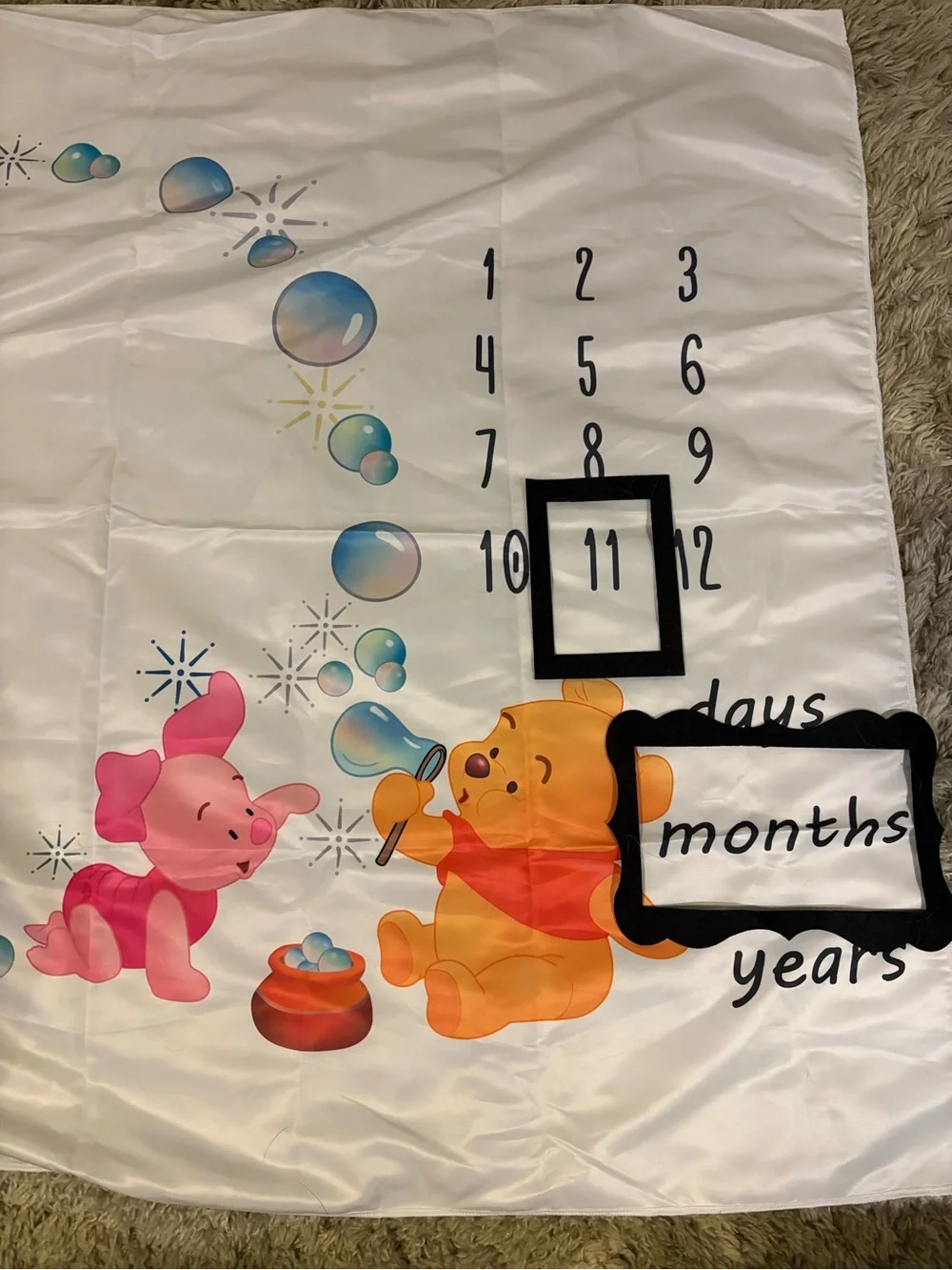 Disney Winnie the Pooh Pink and Yellow Milestone Baby Blanket